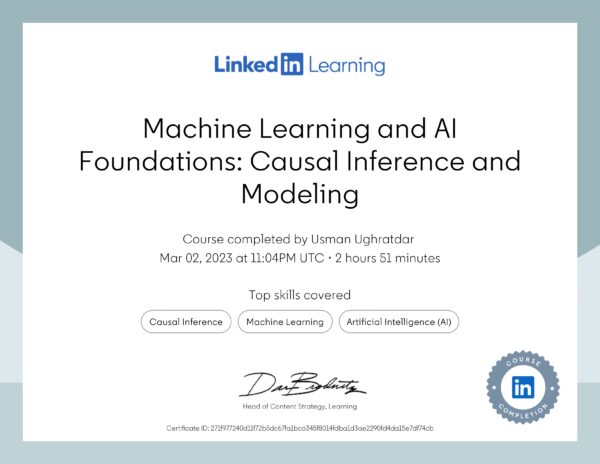 Machine Learning and AI Foundations Causal Inference and Modeling