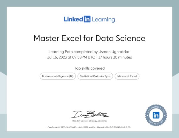 Certificate Of Completion-Master Excel for Data Science