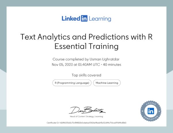 Text Analytics and Predictions with R Essential Training